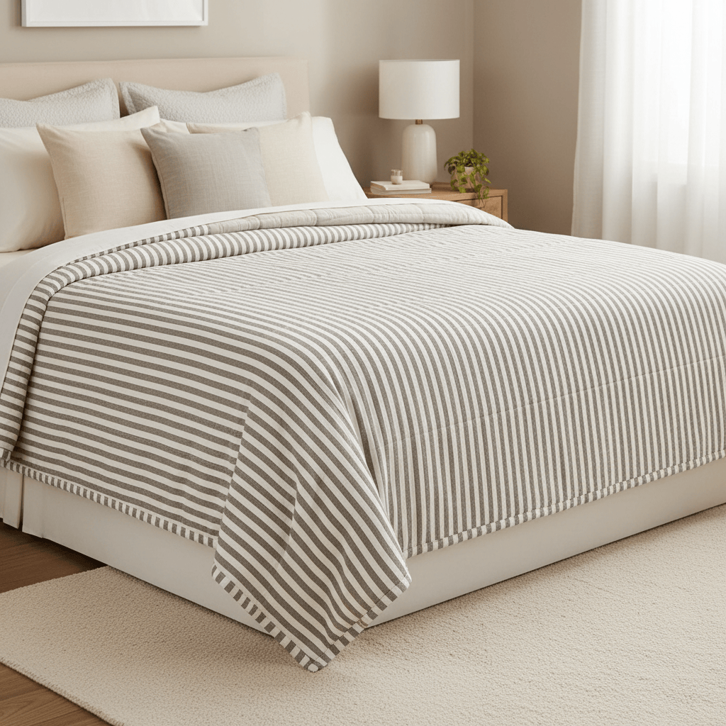 Furn (Riva Home) Bedspread HEBDEN MELANGE STRIPE COTTON BEDSPREAD by Yard
