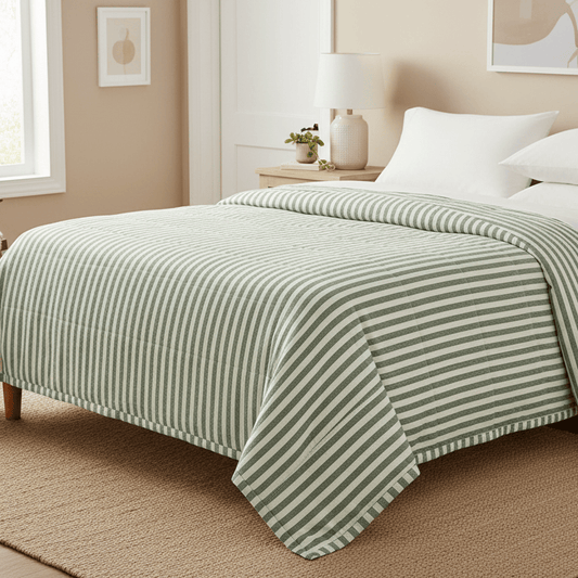 Furn (Riva Home) Bedspread HEBDEN MELANGE STRIPE COTTON BEDSPREAD by Yard