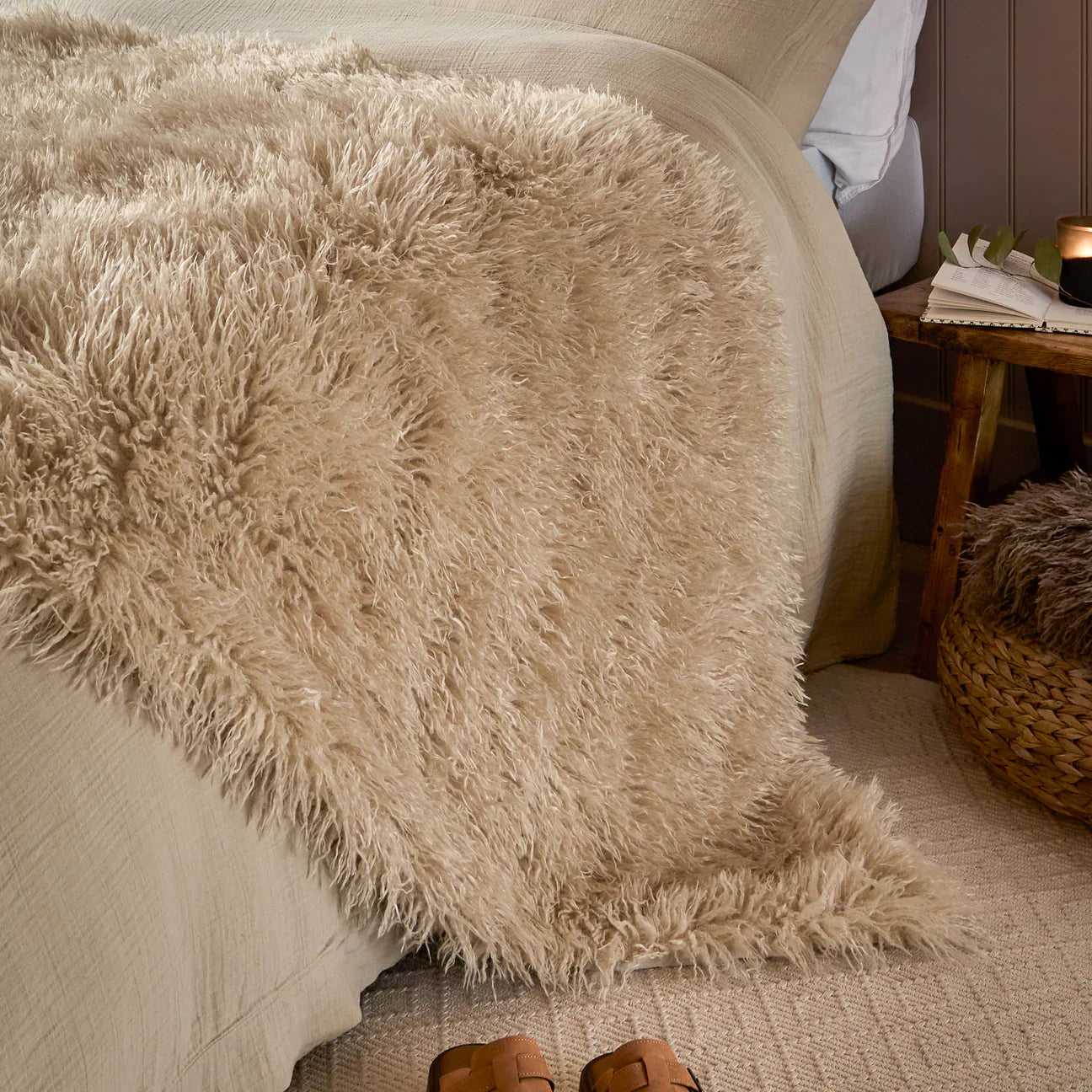 Furn (Riva Home) Bedspread Natural Rowan Faux Fur Throw by furn