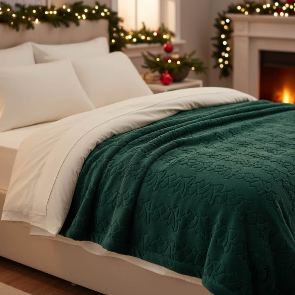 Furn (Riva Home) Christmas Decorations 🌳 Festive Trees Fleece Throw – Emerald by Furn