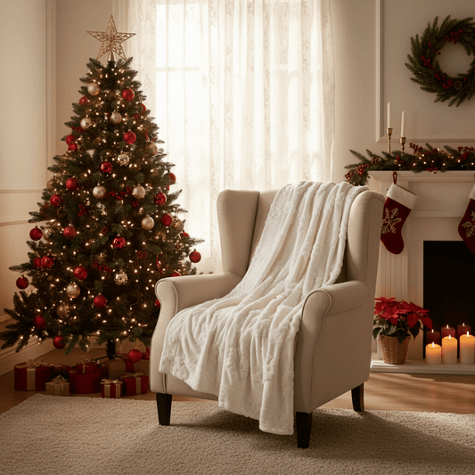 Furn (Riva Home) Christmas Decorations ❄️ Snowflakes Faux Fur Throw Snow White by Furn