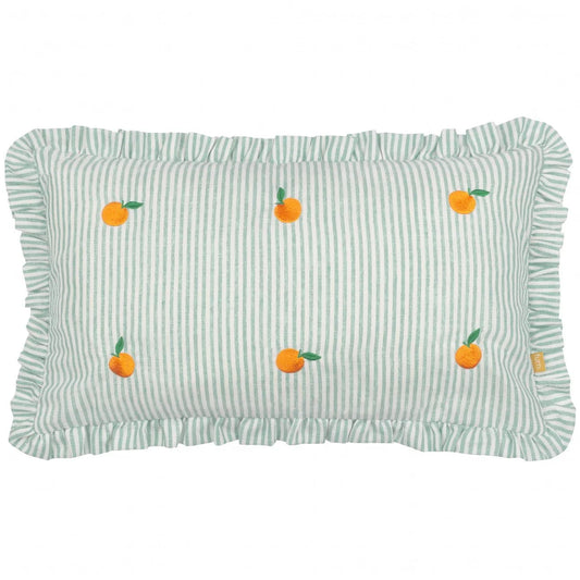 furn (Riva Home) Cushions Les Fruites Embroidered Ruffle Cushion Orange by Furn