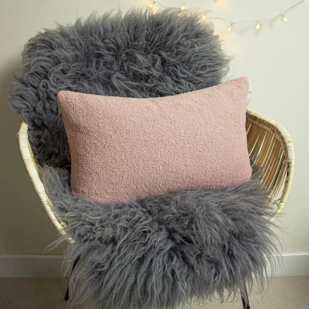 Furn (Riva Home) Cushions Malham Fleece Rectangular Cushion Powder Pink | by Furn