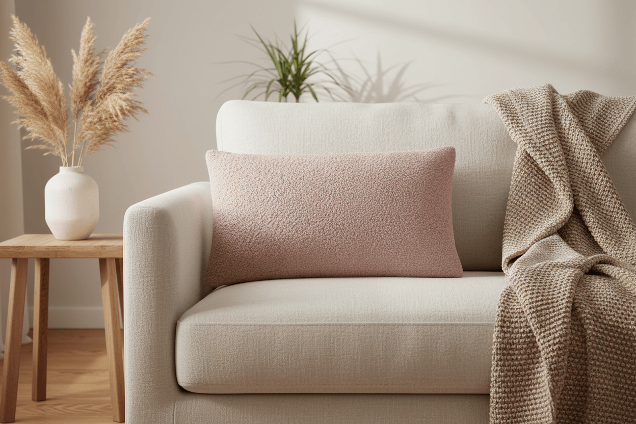 Furn (Riva Home) Cushions Malham Fleece Rectangular Cushion Powder Pink | by Furn