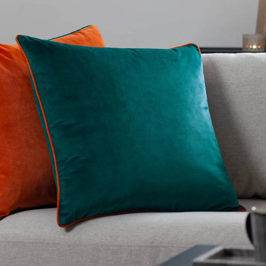 furn (Riva Home) Cushions Meridian Velvet Feather Filled Cushion Teal/Clementine by Furn