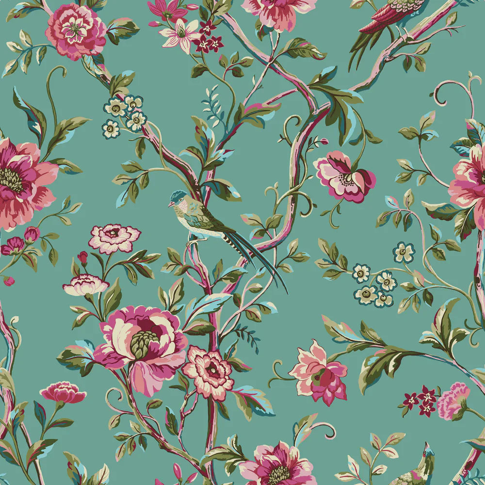 Furn (Riva Home) Duvet Cover set VINTAGE CHINOISERIE FLORAL EXOTIC DUVET COVER SET JADE by furn