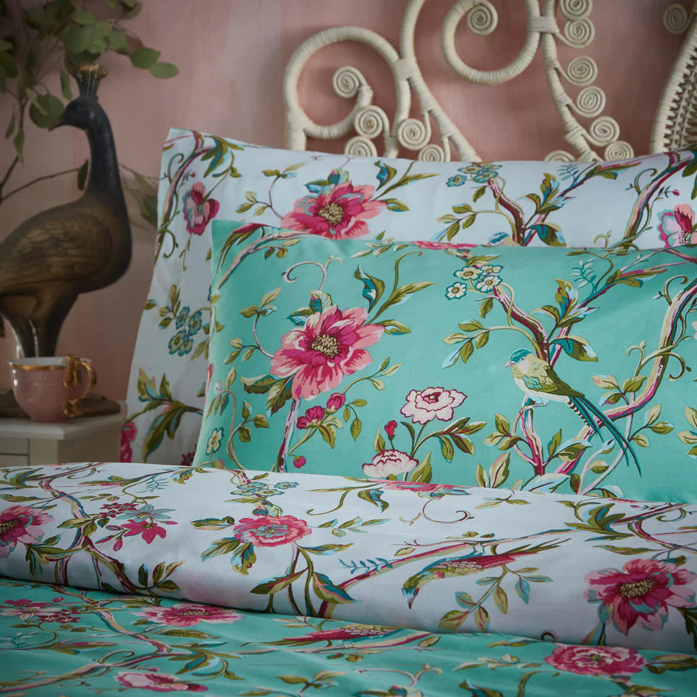Furn (Riva Home) Duvet Cover set VINTAGE CHINOISERIE FLORAL EXOTIC DUVET COVER SET JADE by furn