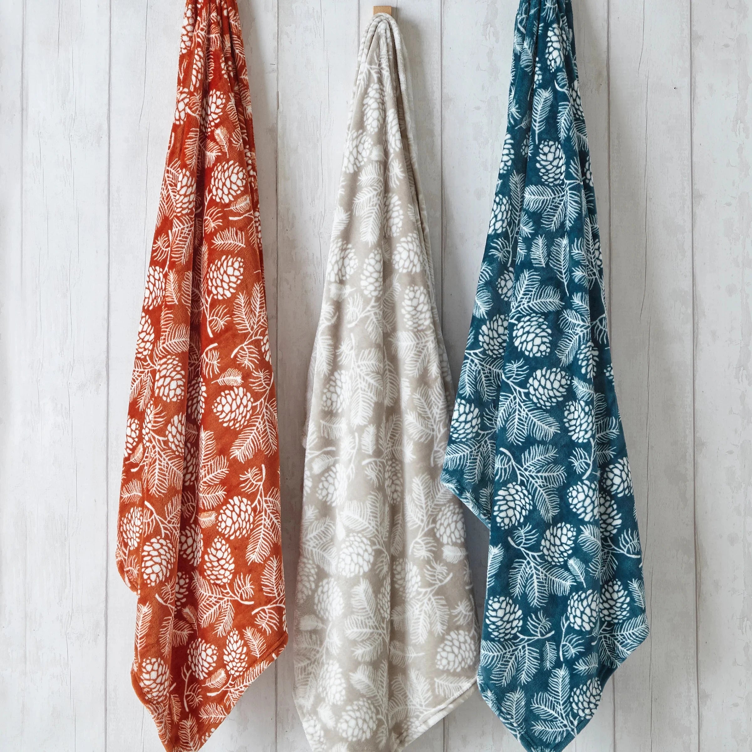 Furn (Riva Home) Throw IRWIN WOODLAND FLEECE THROW – STONE / RUST / PINE by Furn