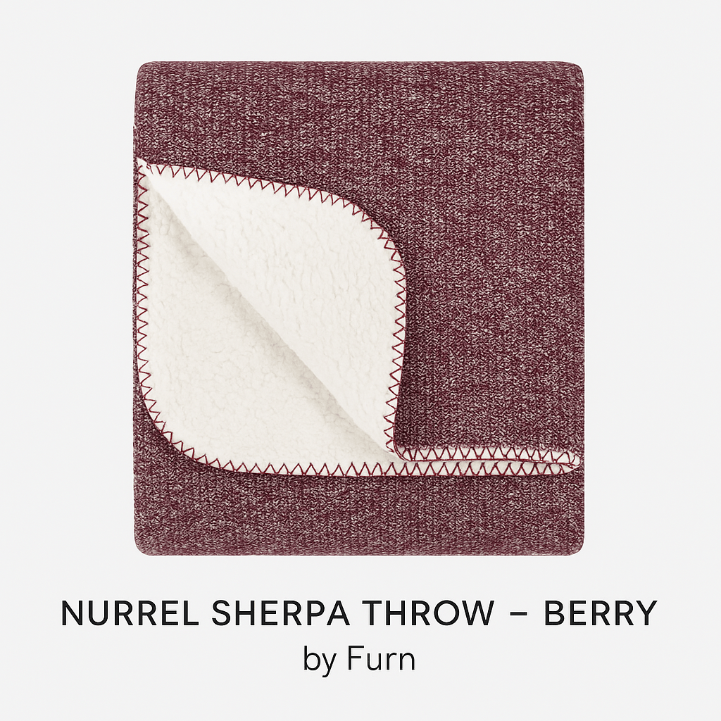 Furn (Riva Home) Throw NURREL SHERPA THROW – BERRY by Furn