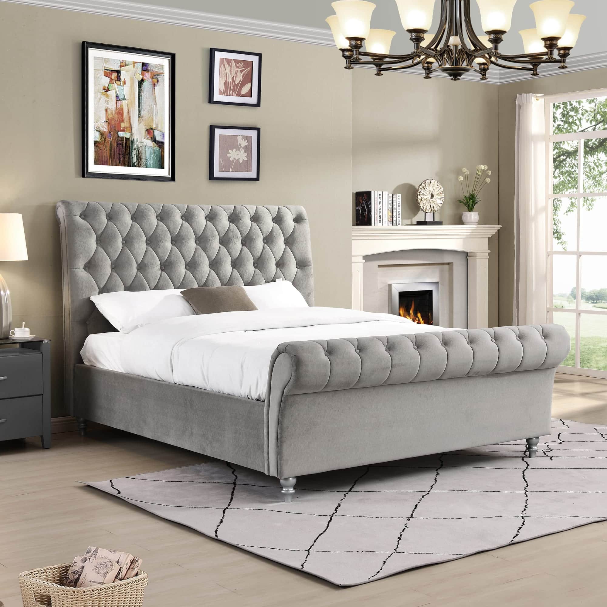 GIE Bed Base & Headboard 4ft 6" Double / Silver THE KILKENNY BED