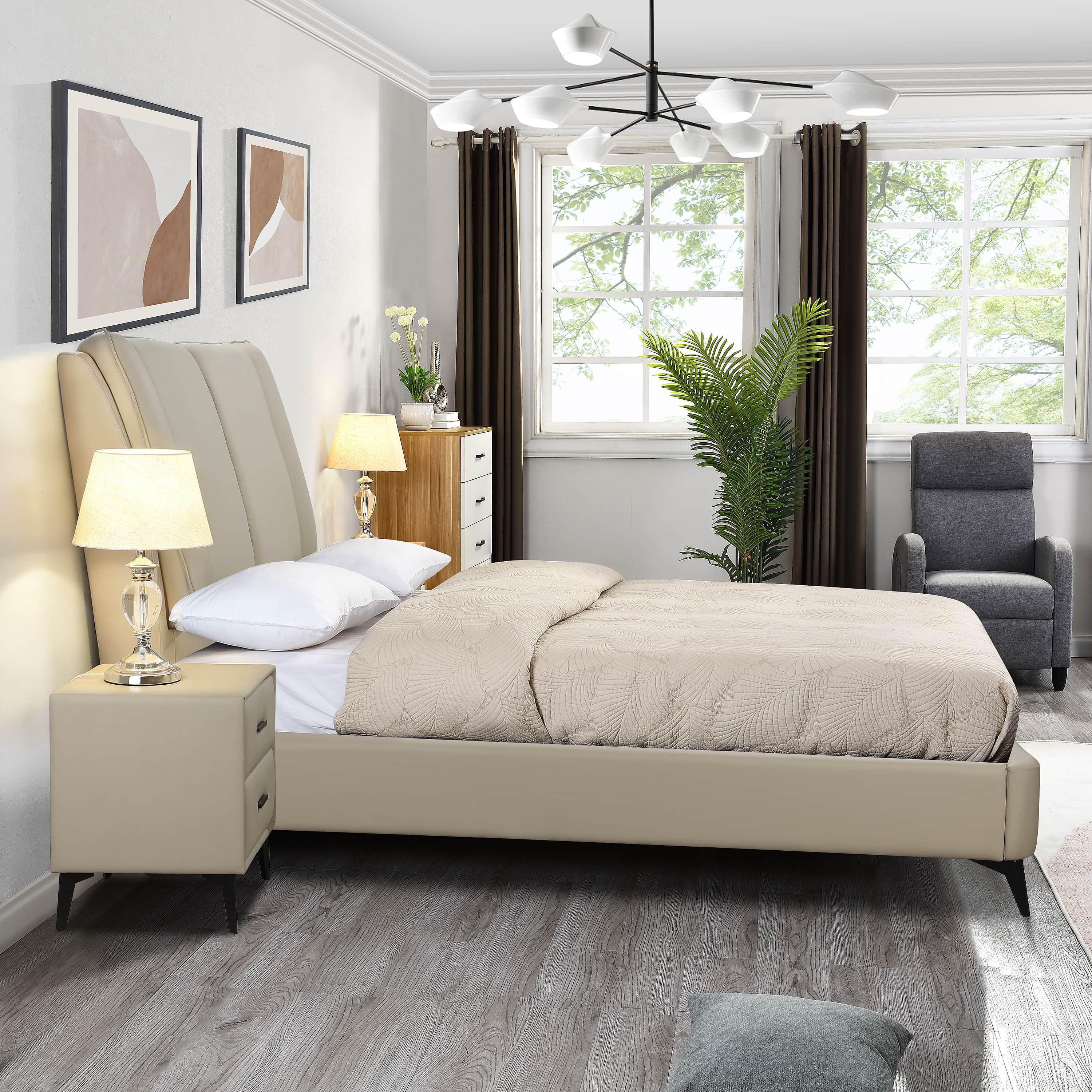 GIE Bed Base & Headboard ANTRIM BED IN BEIGE