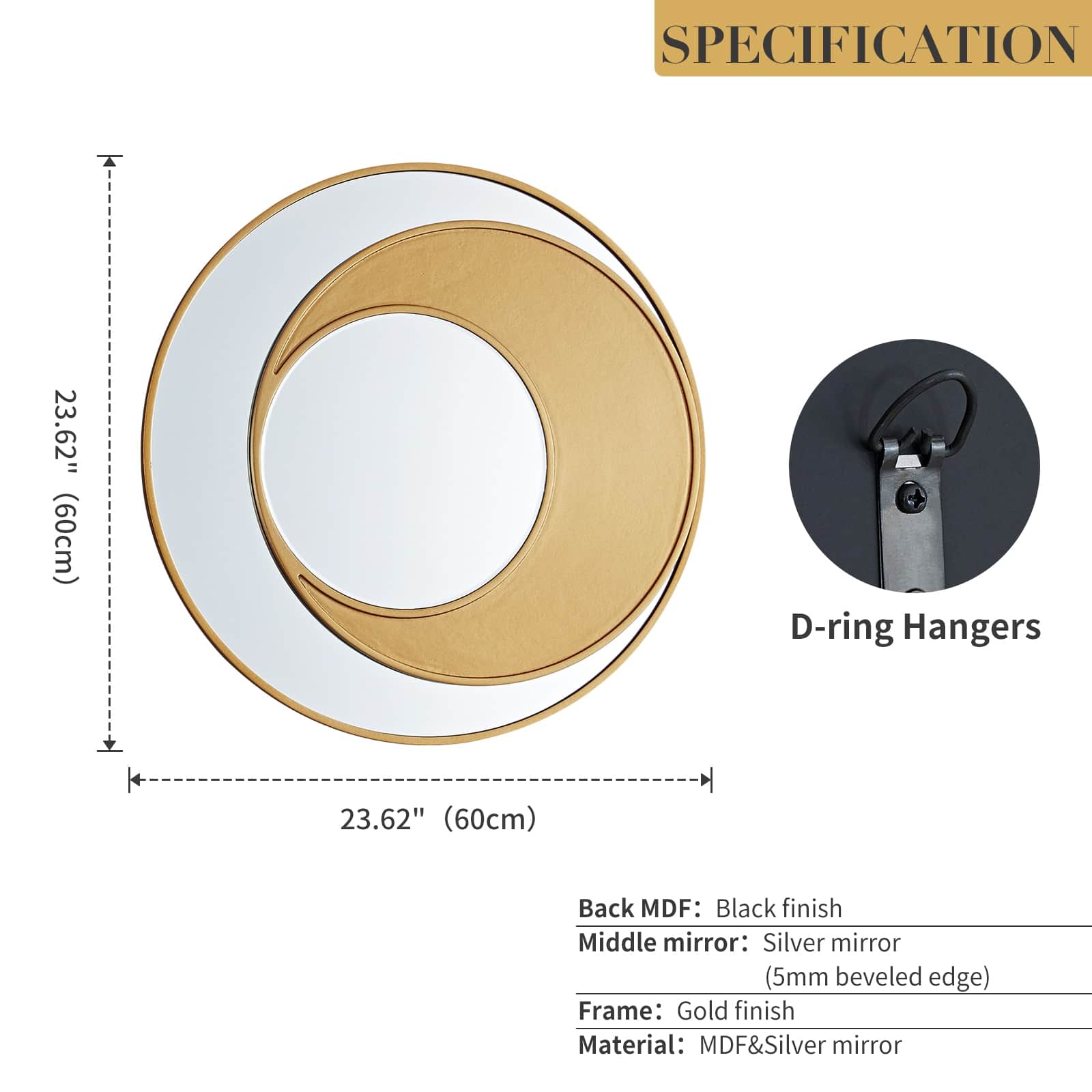 GIE Mirror LUNA HALF-MOON GOLD CIRCULAR MIRROR by GIE