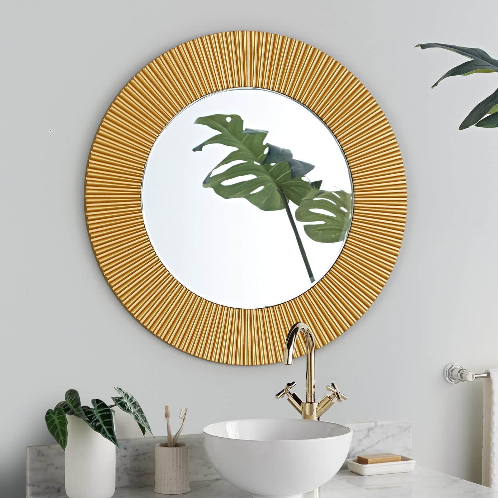 GIE Mirror RIVIERA GOLD RIVET CIRCULAR MIRROR by GIE