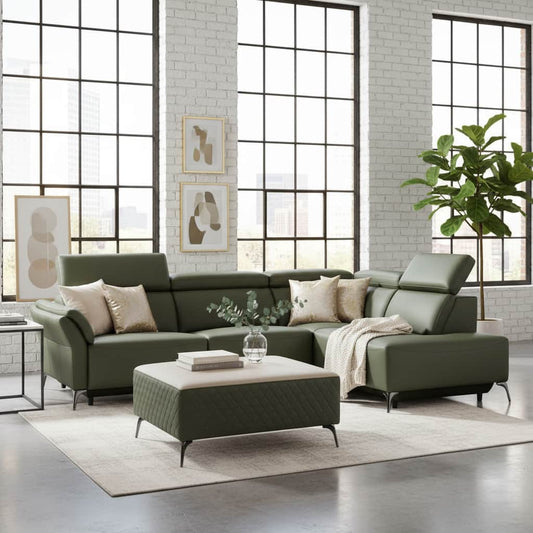 GIE Sofa Add Ottoman THE MILAN FOREST GREEN ELECTRIC CORNER SUITE by GIE