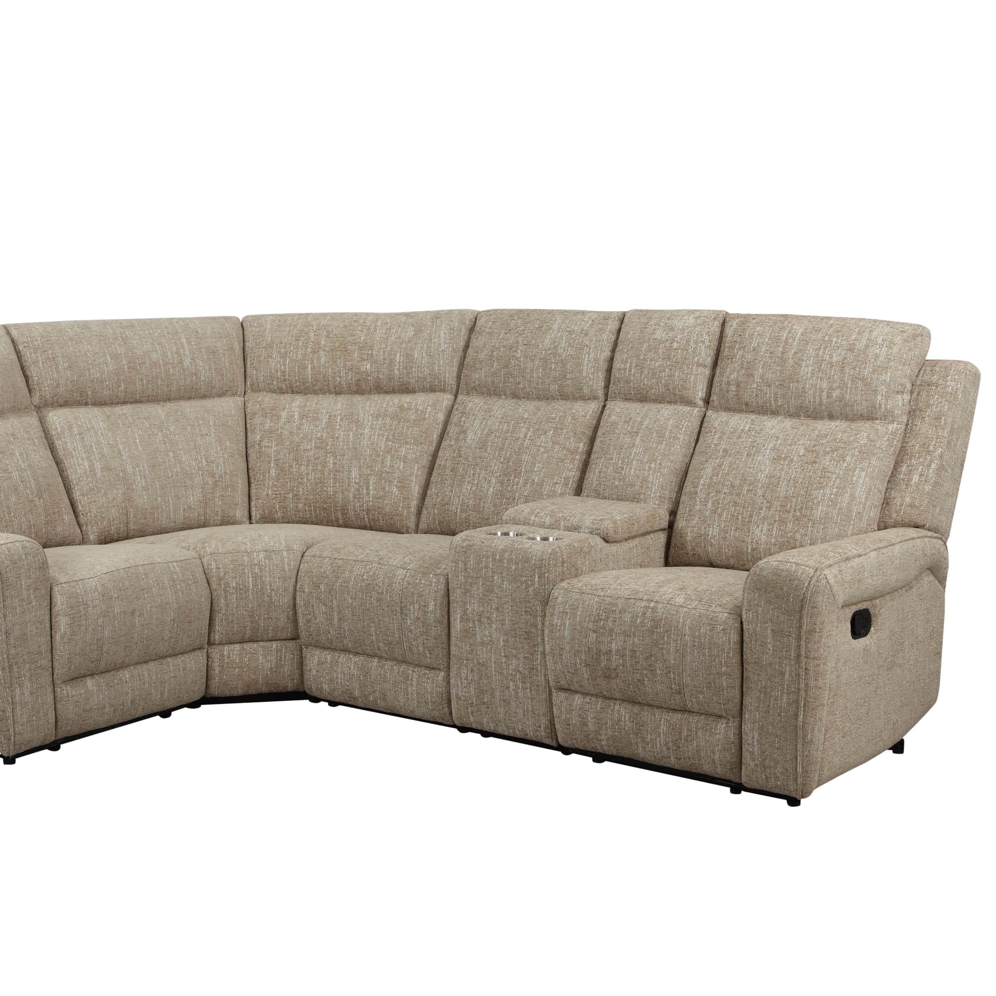 GIE Sofa Harper Corner Sofa (1 Armless Chair/1 Console) Manual HARPER MANUAL RECLINING FABRIC COLLECTION IN BEIGE