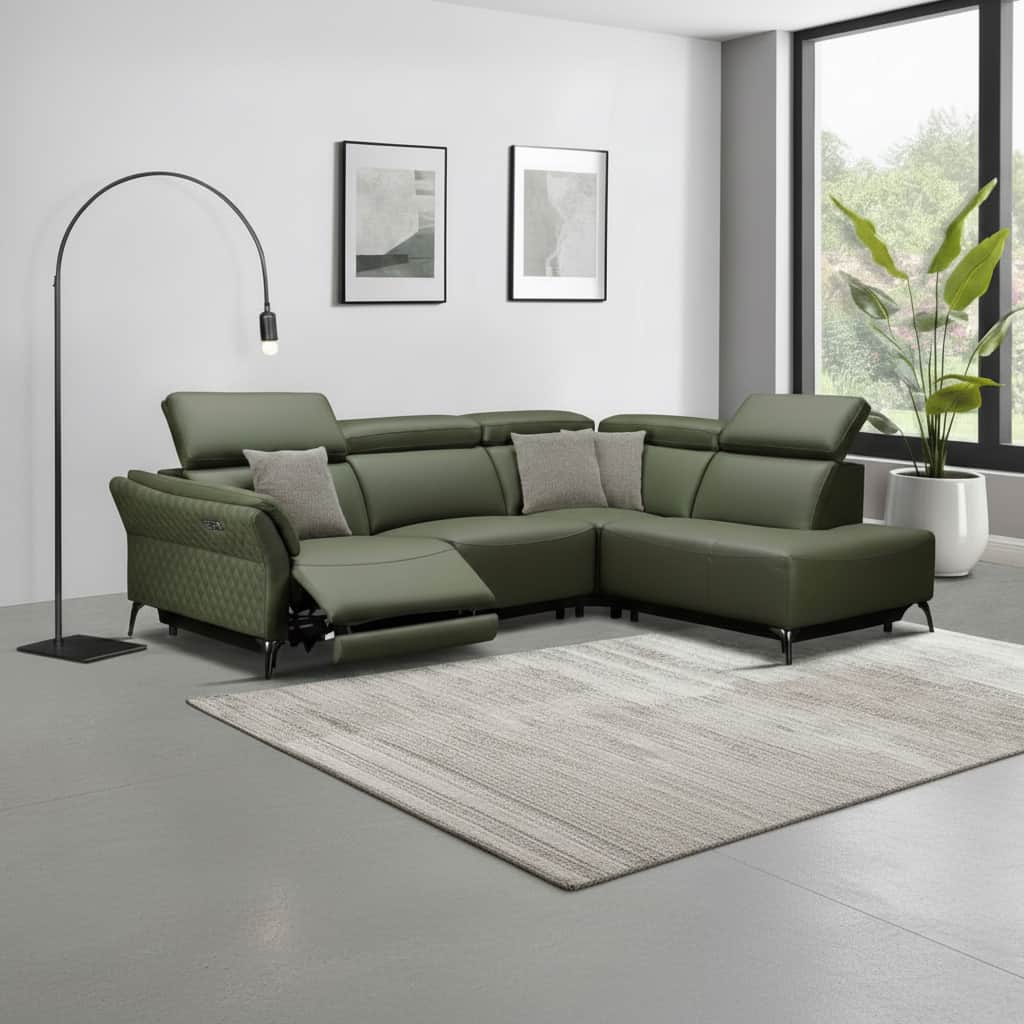 GIE Sofa THE MILAN FOREST GREEN ELECTRIC CORNER SUITE by GIE