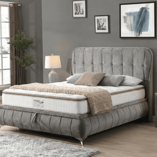 GIE Storage Bed Base & Headboard LIMERICK 5ft KING STORAGE BED & SERENITY PLUSH MATTRESS BUNDLE