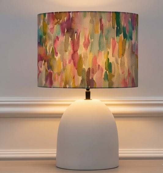 Hazelwood Interiors AZIMA EVA HAND ROLLED SHADE & LARISSA BASE | LOTUS | ECRU | COMPLETE CERAMIC TABLE LAMP by Voyage Maison