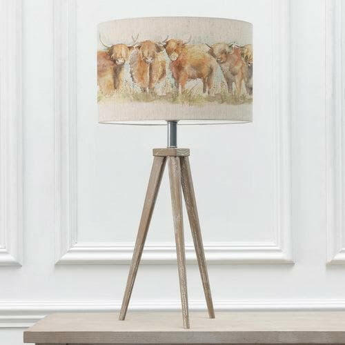 Hazelwood Interiors D40cm / 57cm Table Lamp base ARATUS & HIGHLAND CATTLE EVA COMPLETE LAMP GREY Bundles