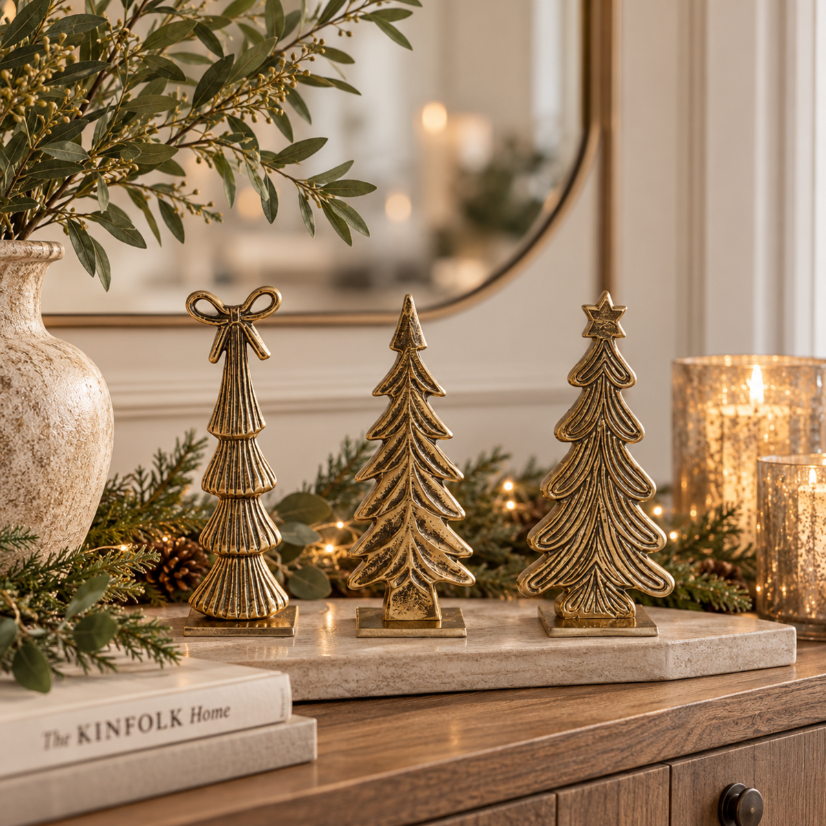 HERITAGE TREE ORNAMENTS GOLD – SET OF 3 | Curated by simply Hazel | Gallery Direct