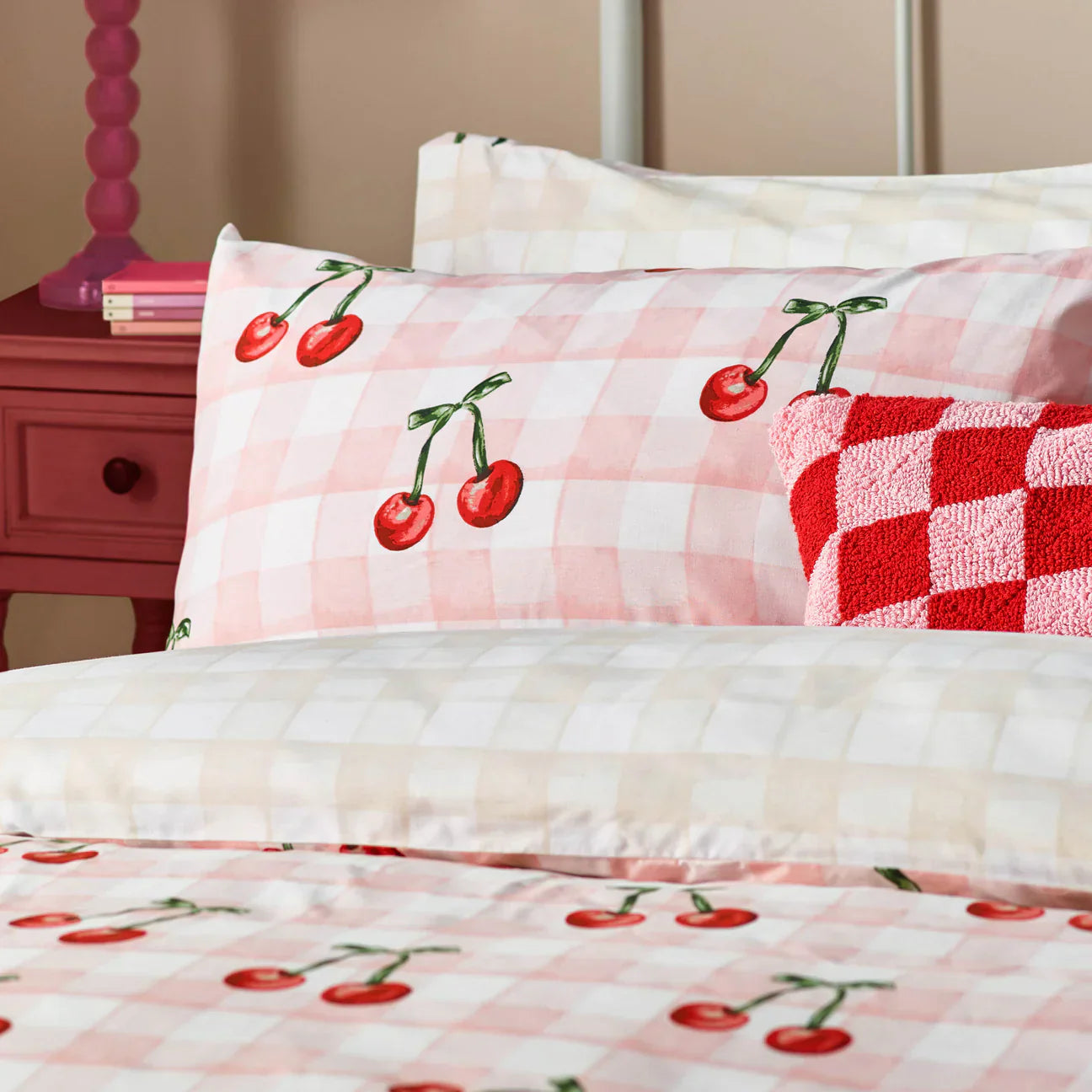 Heya Home (Riva Home) Duvet Cover set CHERRY GINGHAM PRINTED DUVET COVER SET PINK
by Heya Home