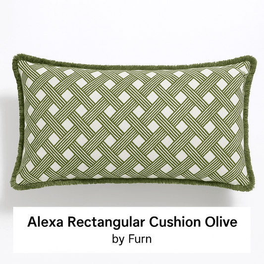 Hoem (Riva Home) Cushions ALEXA CUSHION OLIVE Olive | Printed Cotton Blend by HÖEM