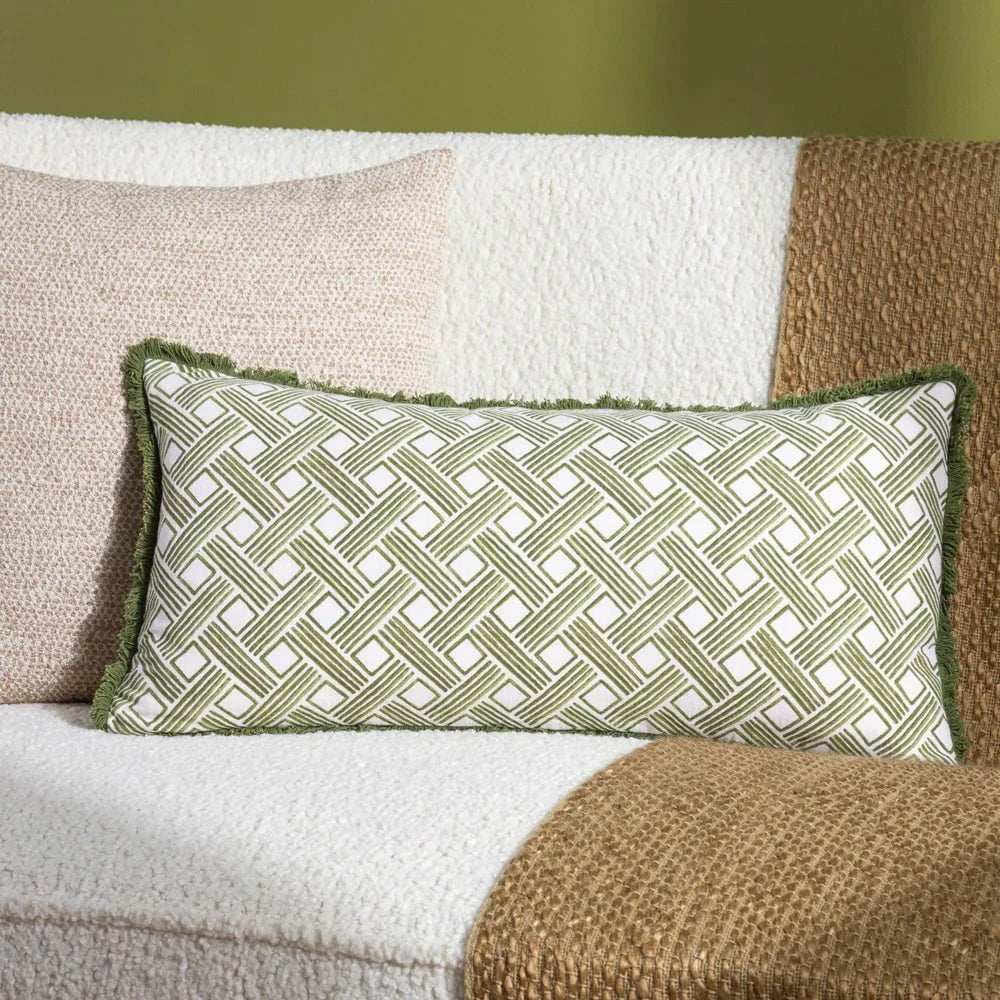 Hoem (Riva Home) Cushions ALEXA CUSHION OLIVE Olive | Printed Cotton Blend by HÖEM