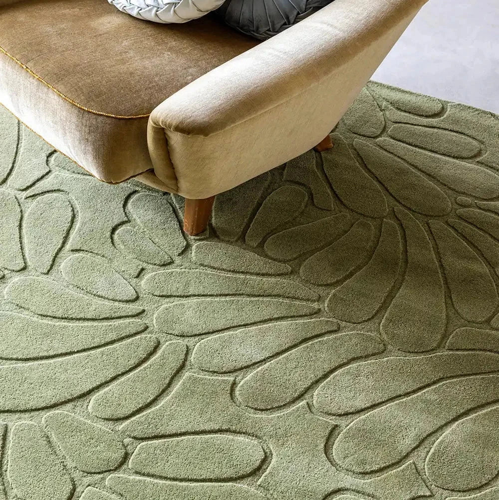 Laura Ashley (Brink & Campman) Designer Rugs 140cm x 200cm (4'7" x 6'7") / Hedgerow Green LAURA ASHLEY COLEBY PETALS AREA RUG by Brink & Campman