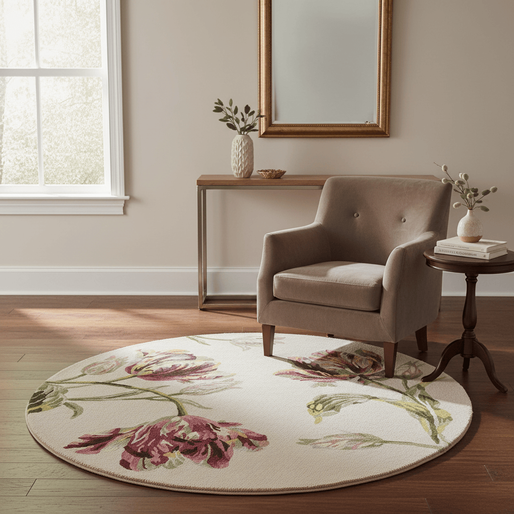 Laura Ashley (Brink & Campman) Designer Rugs 150cm Round (approx. 4ft 11in) / Cranberry LAURA ASHLEY GOSFORD PURE NEW WOOL/VISCOSE RUG by Brink & Campman