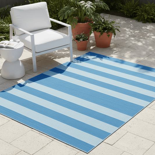 Laura Ashley (Brink & Campman) Outdoor Rugs 140 x 200cm / 4’7” x 6’7” / Blue Sky LAURA ASHLEY LILLE INDOOR/OUTDOOR RUG by Brink & Campman