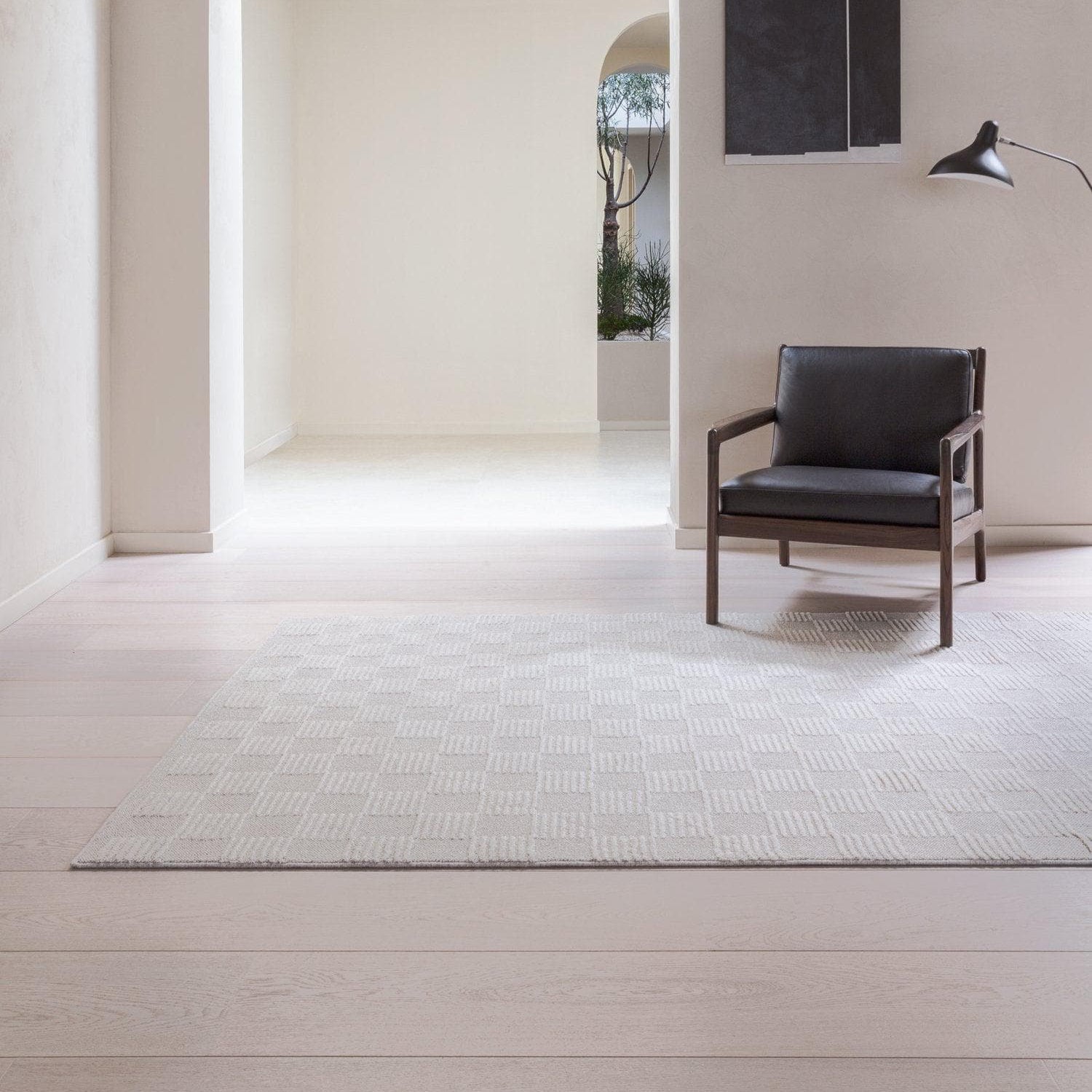 Ligne Pure Rugs Grey / 160x240cm Check (Wool/PET blend natural fibre) Handwoven Rug by Ligne Pure (choose from 2 colours)