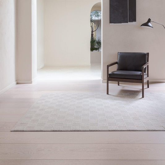 Ligne Pure Rugs Grey / 160x240cm Check (Wool/PET blend natural fibre) Handwoven Rug by Ligne Pure (choose from 2 colours)