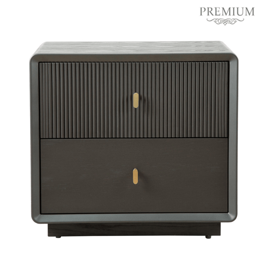 Lina Home Cabinet Amelie Smoke Grey Elm 2 Drawer Cabinet