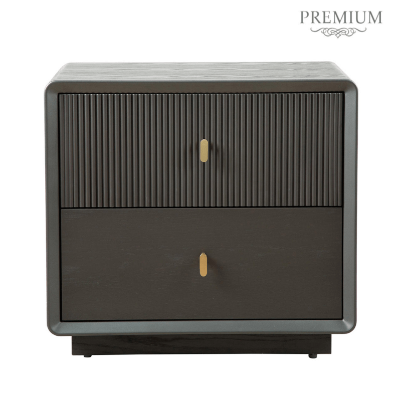 Lina Home Cabinet Amelie Smoke Grey Elm 2 Drawer Cabinet