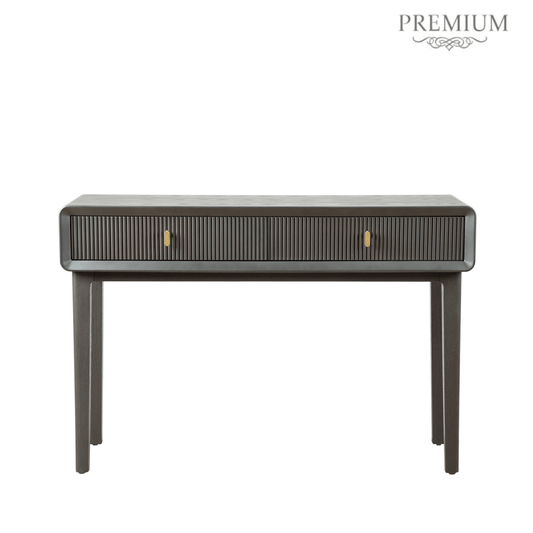 Lina Home Cabinet Amelie Smoke Grey Elm 2 Drawer Console Table
