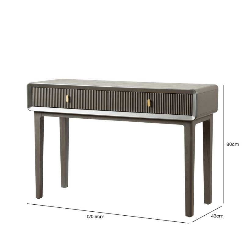 Lina Home Cabinet Amelie Smoke Grey Elm 2 Drawer Console Table