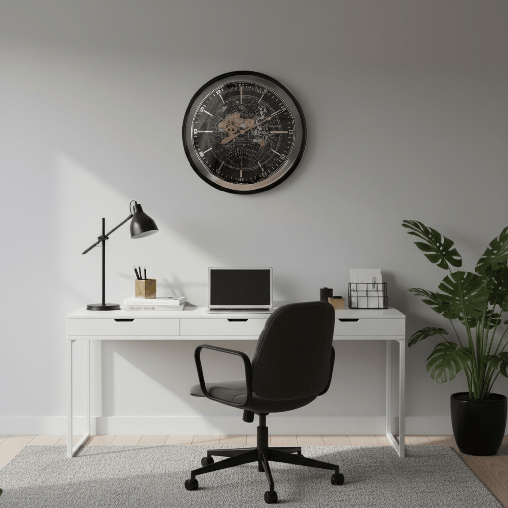 Lina Home Decoration 80cm Black and Gold Gear Mirror Wall Clock