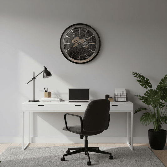 Lina Home Decoration 80cm Black and Gold Gear Mirror Wall Clock