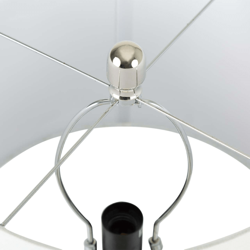 Lina Home Lamp Blue & Silver Glass Table Lamp with White Linen Shade