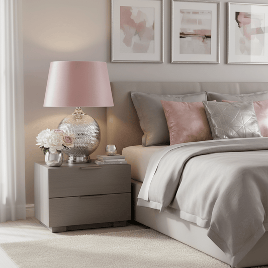 Lina Home Lamp Silver Mercury Glass Ball Table Lamp With Blush Pink Velvet Empire Shade