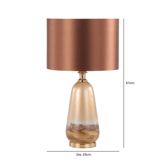 Lina Home Lamp Two-Tone Brown Glass Table Lamp with Dark Brown Satin Shade