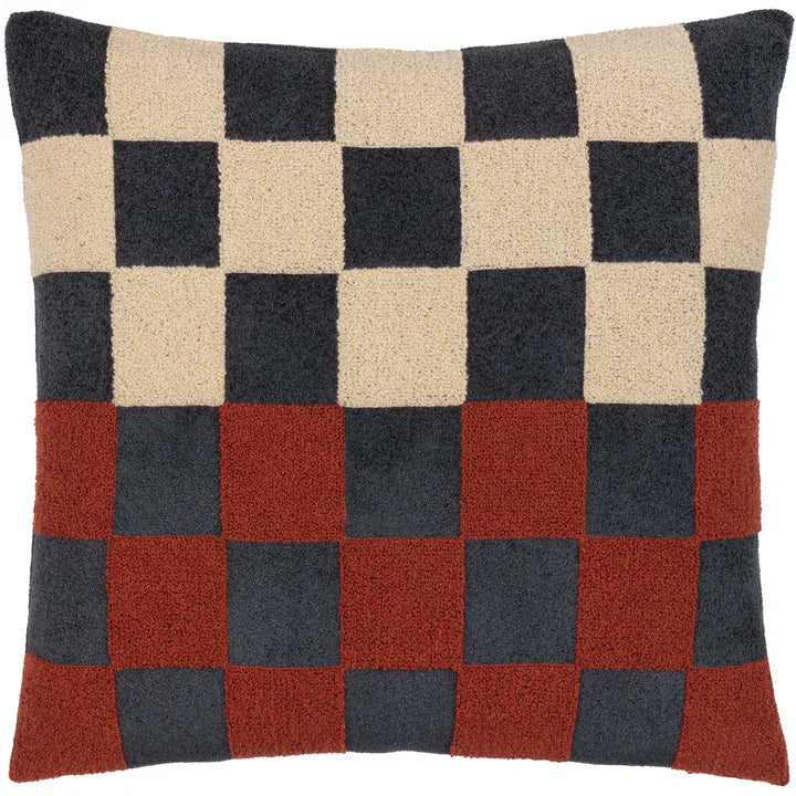 MADE (Riva Home) Cushions Blue / Cinnamon CHECKERBOARD BOUCLE CUSHION by MADE