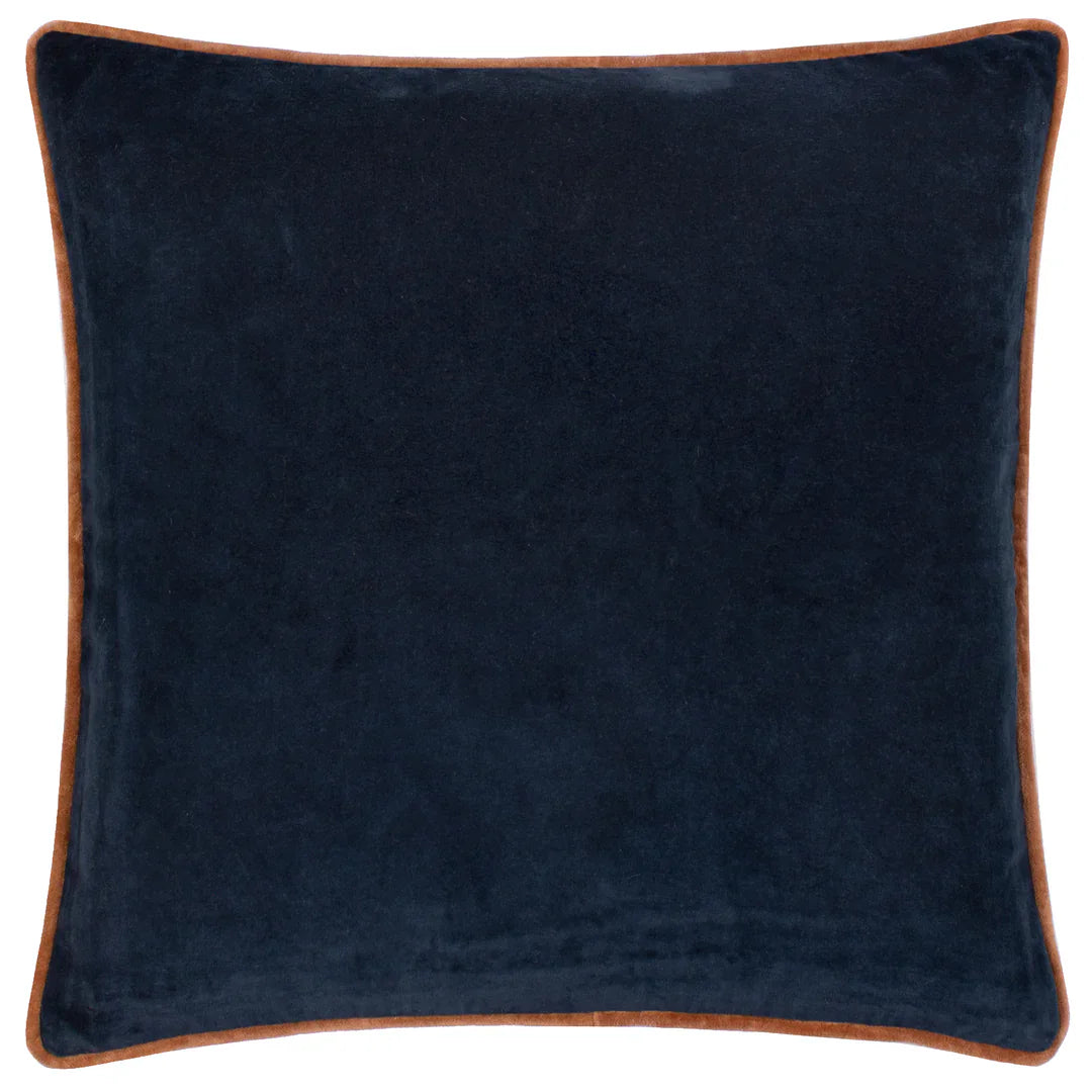 MADE (Riva Home) Cushions Dark Navy / Nutmeg BAILEY BRUSHED COTTON VELVET CUSHION by MADE