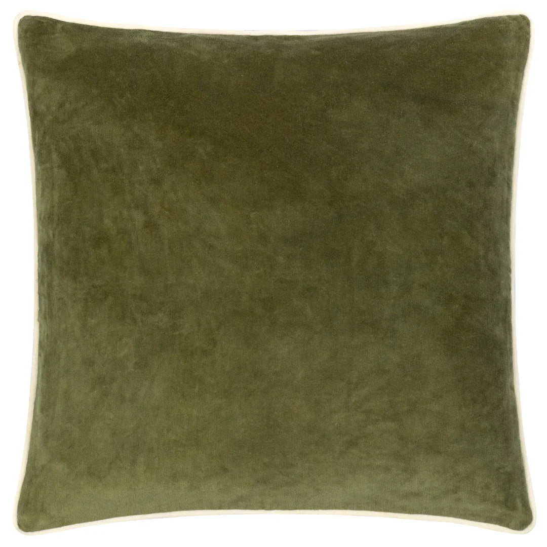 MADE (Riva Home) Cushions Green / Buttermilk BAILEY BRUSHED COTTON VELVET CUSHION by MADE
