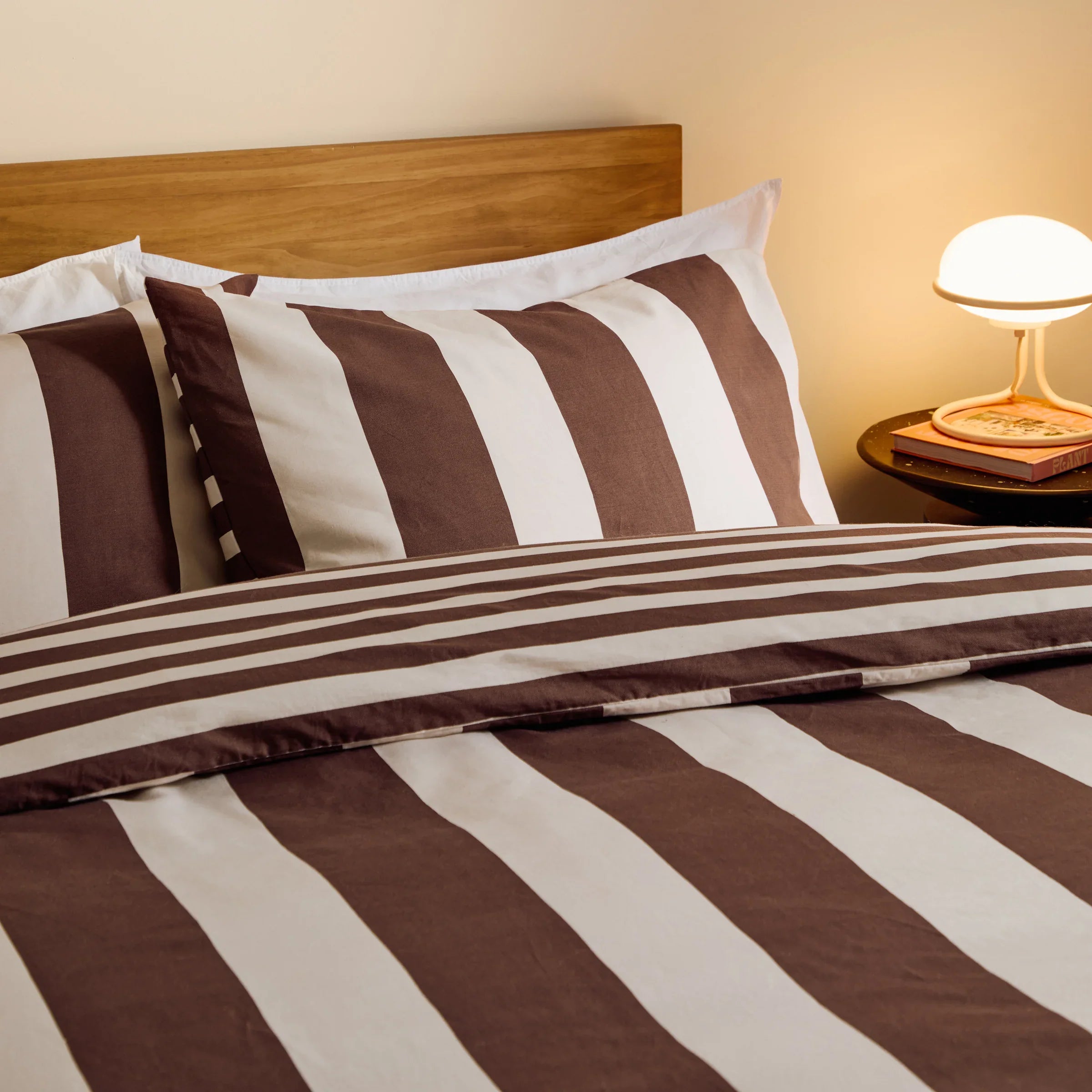 MADE (Riva Home) Duvet Cover set Single Duvet set / Chocolate WIDE STRIPE REVERSIBLE DUVET COVER SET by MADE