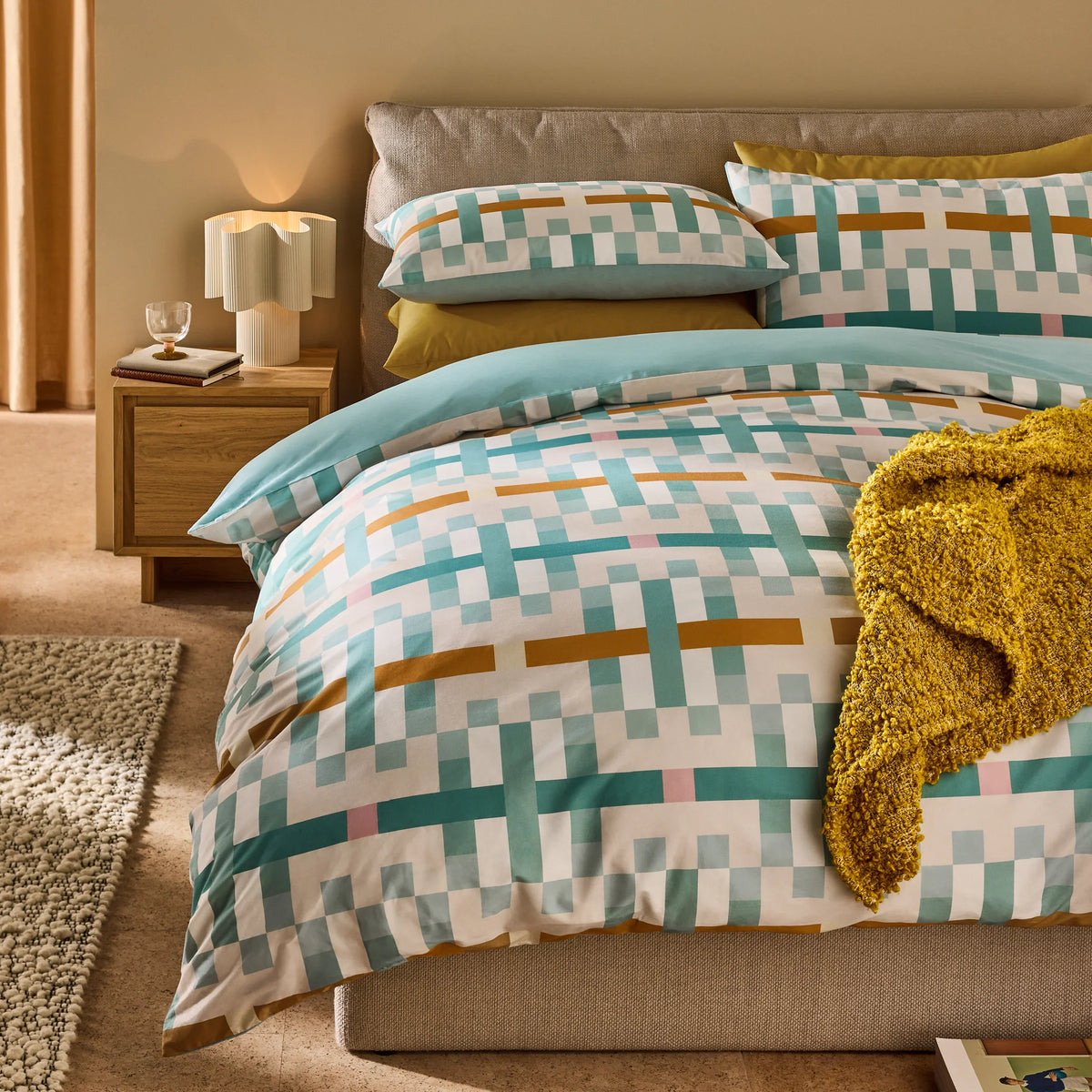 MADE (Riva Home) Duvet Cover set Single Duvet set / Green CARYS 100% COTTON PERCALE DUVET COVER SET by MADE