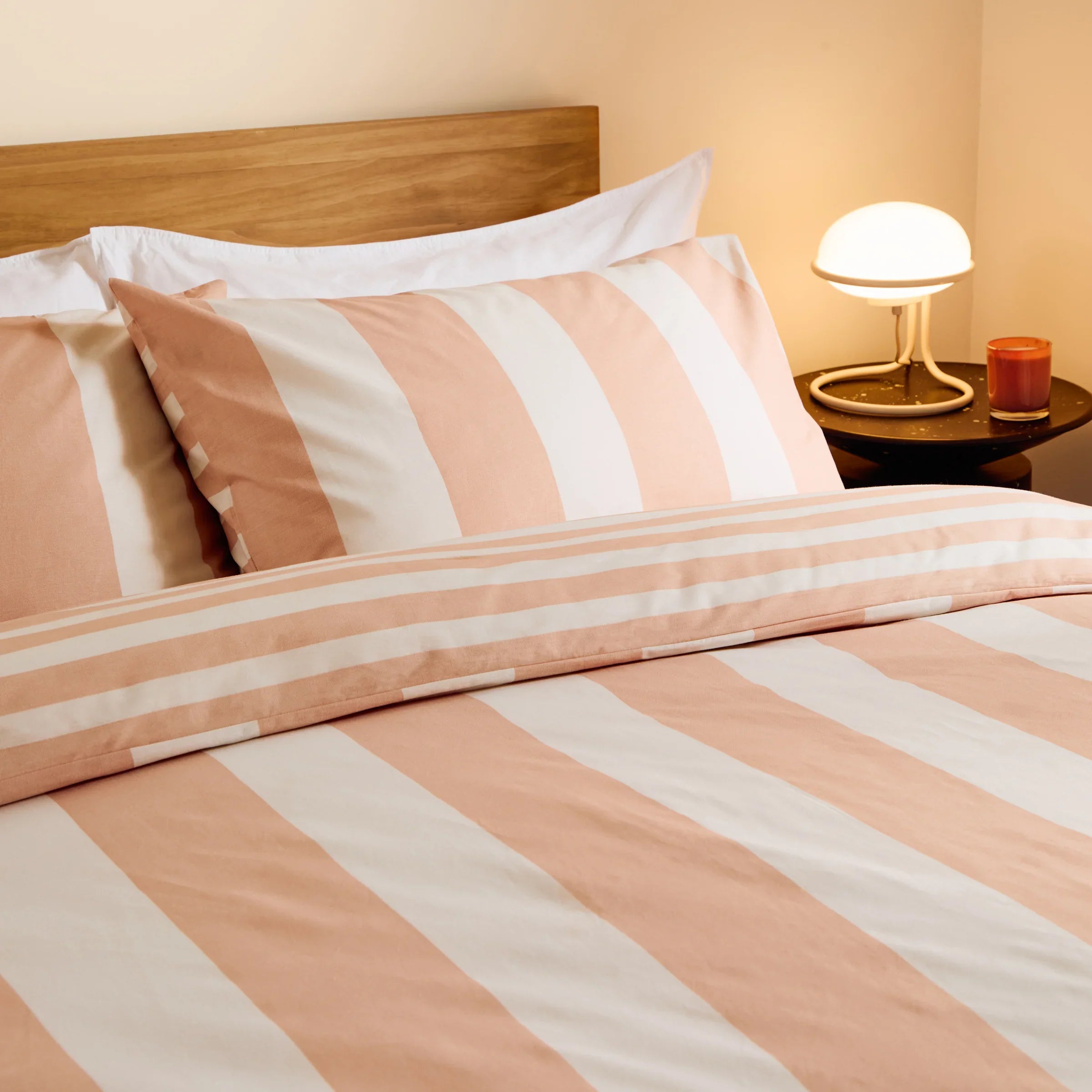 MADE (Riva Home) Duvet Cover set Single Duvet set / Pink Clay WIDE STRIPE REVERSIBLE DUVET COVER SET by MADE