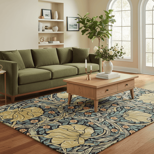 Morris & Co. (Brink & Campman) Designer Rugs 140 centimetres by 200 centimetres (4 feet 7 inches by 6 feet 7 inches) / Indigo MORRIS AND CO PIMPERNEL AREA RUG by Brink and Campman
