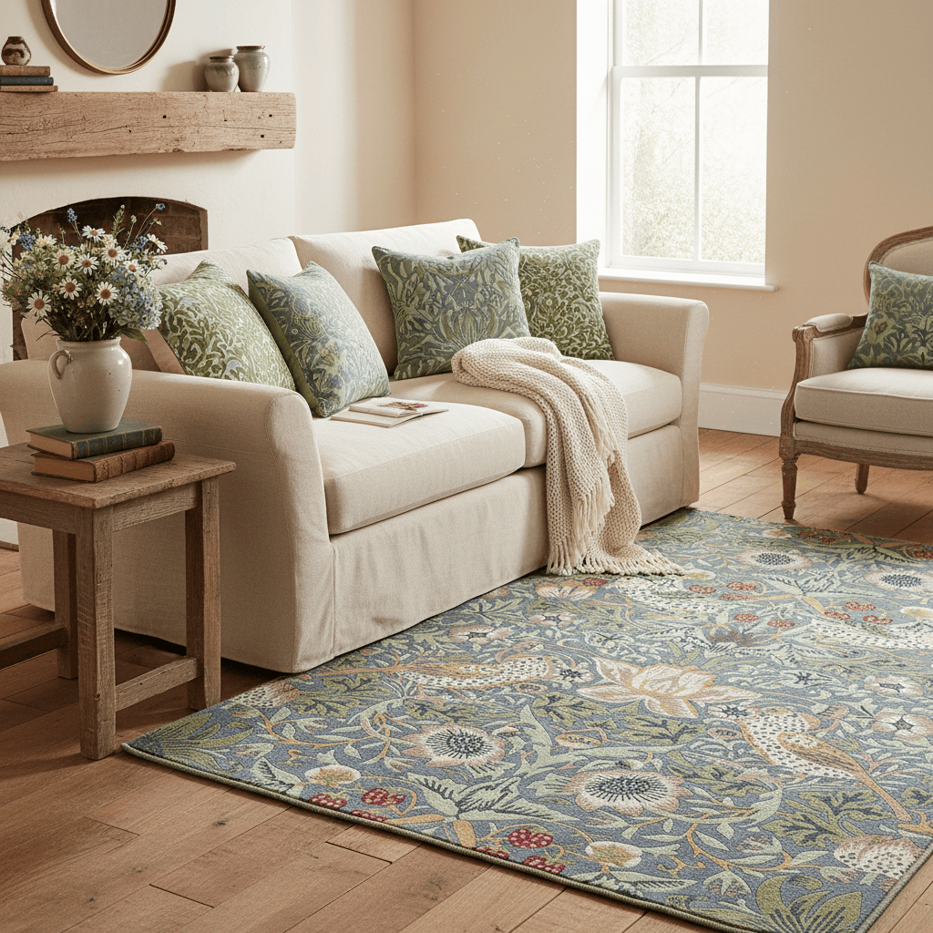 Morris & Co. (Brink & Campman) Designer Rugs 140 centimetres by 200 centimetres (4 feet 7 inches by 6 feet 7 inches) / Slate MORRIS AND CO STRAWBERRY THIEF AREA RUG by Brink and Campman