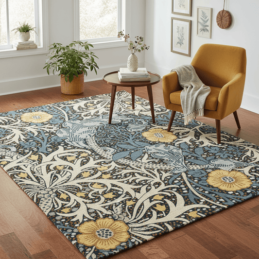 Morris & Co. (Brink & Campman) Designer Rugs 140 centimetres by 200 centimetres (4 feet 7 inches by 6 feet 7 inches) / Teal MORRIS AND CO SEAWEED AREA RUG by Brink and Campman